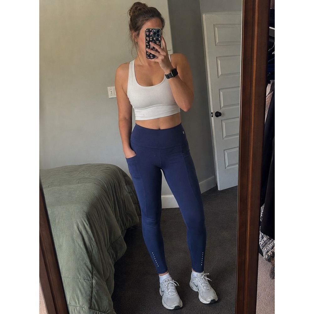 Apana Vital Sculpt Navy Blue High Waisted Yoga Leggings with Pockets XS NWT